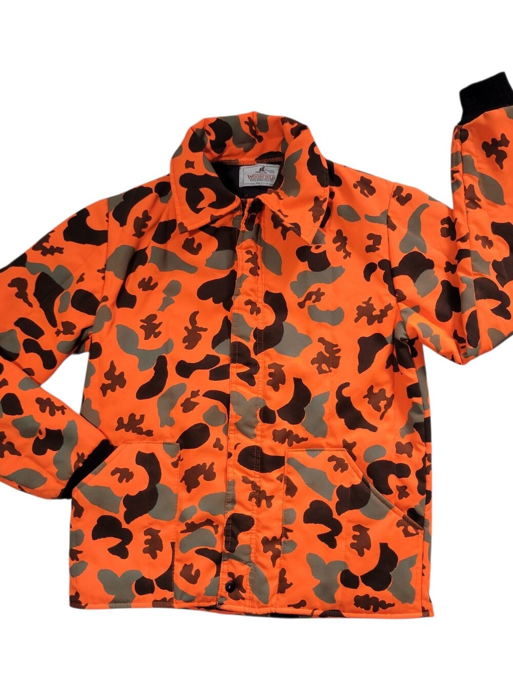 Vintage USA Woodfield Orange Camo Insulated ZipFront Hunting Jacket Coat Size S